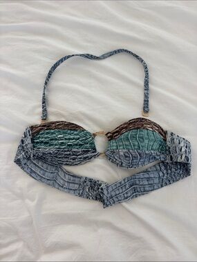 Beautiful crocodile print strapless bikini top Cia.Marítima
